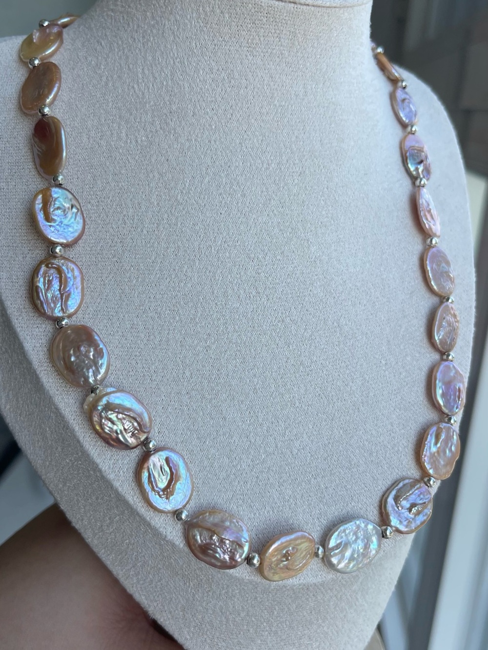 Freshwater Coin Pearl Necklace in Rose Gold Tone 69 - Picture 3 of 4